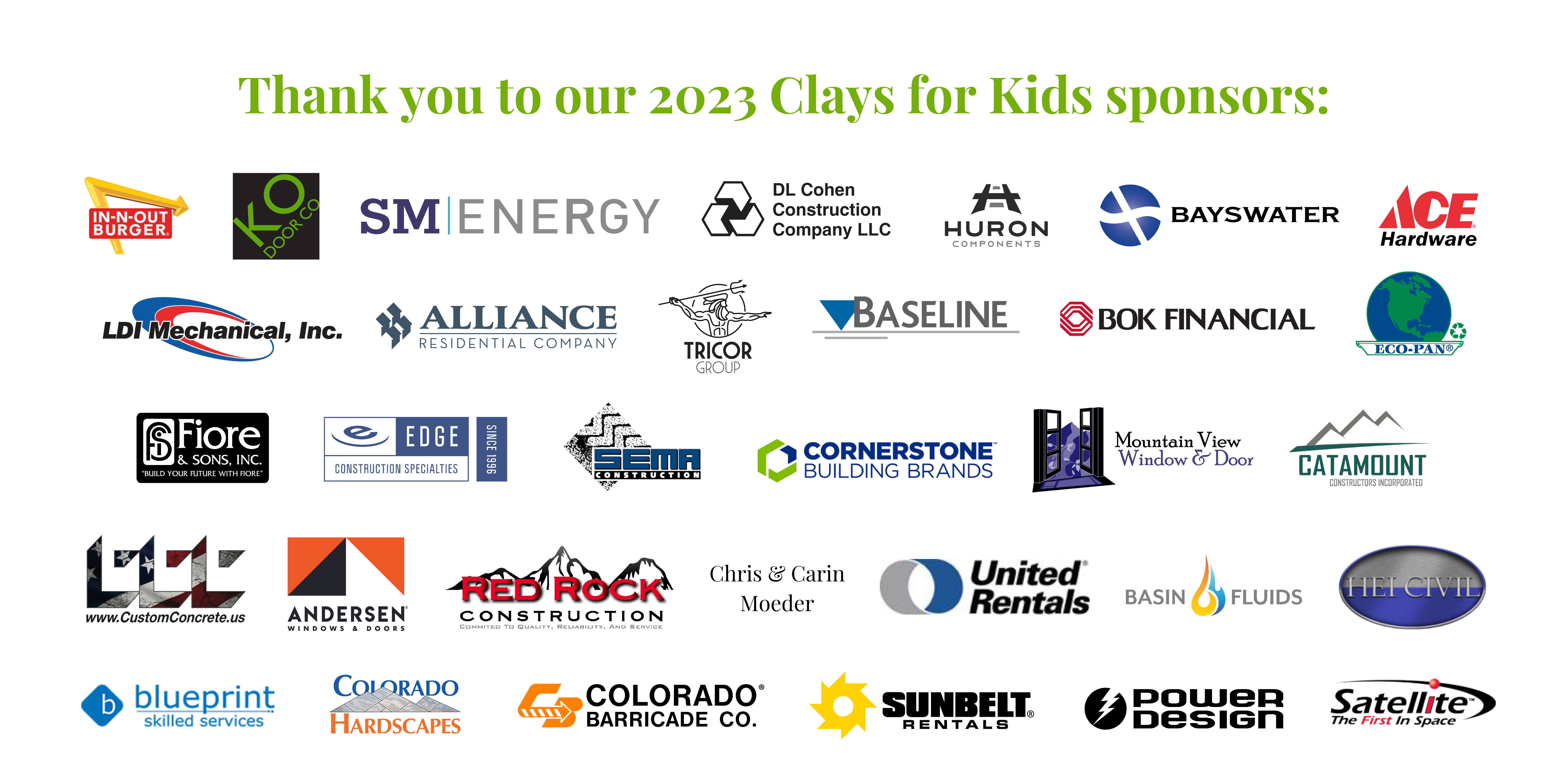 clays for kids sponsors